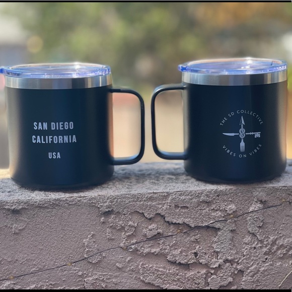 NEW Double Walled 14 Oz Stainless Steel Thermal Mug tumbler Black San Diego CA - Picture 10 of 12